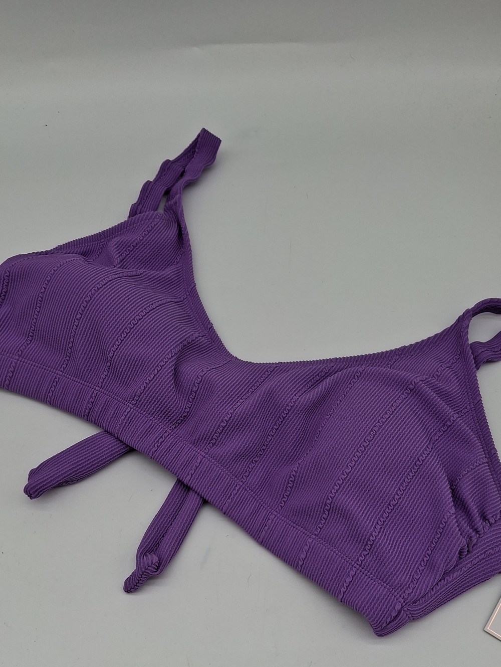 Salt + Cove Popcorn Ribbed Bralette Bikini Top Purple 3X